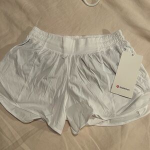brand new white lululemon hotty hot shorts with tags!